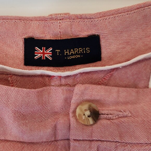 T Harris London Shorts Cotton Salmon Pink Waist 36 - Picture 3 of 5